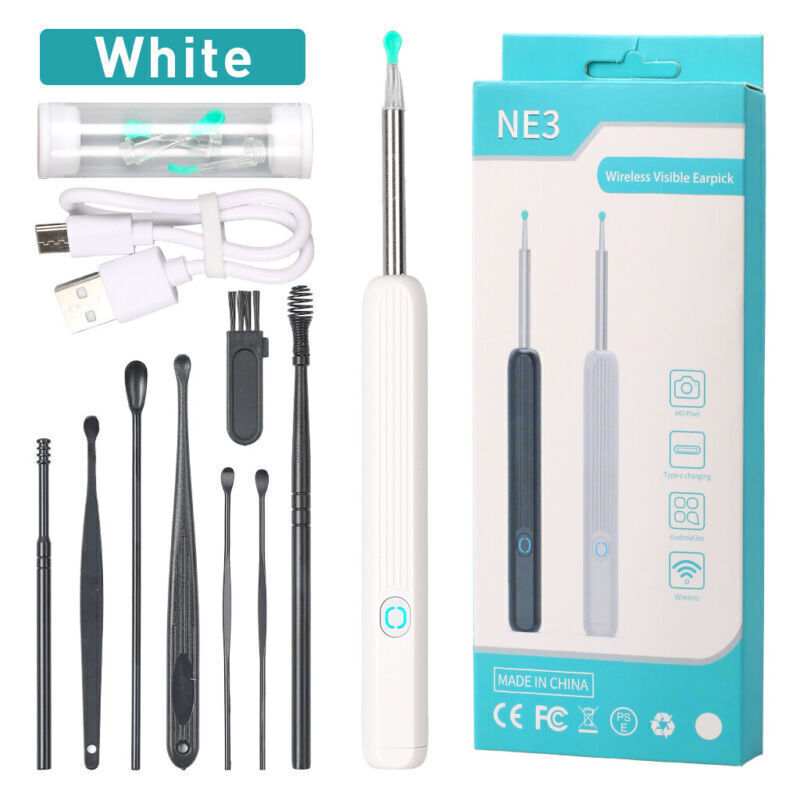 Wireless ear wax removal tool with HD camera and light
