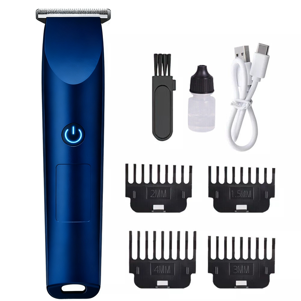 Men's electric shaver and hair clipper set in blue