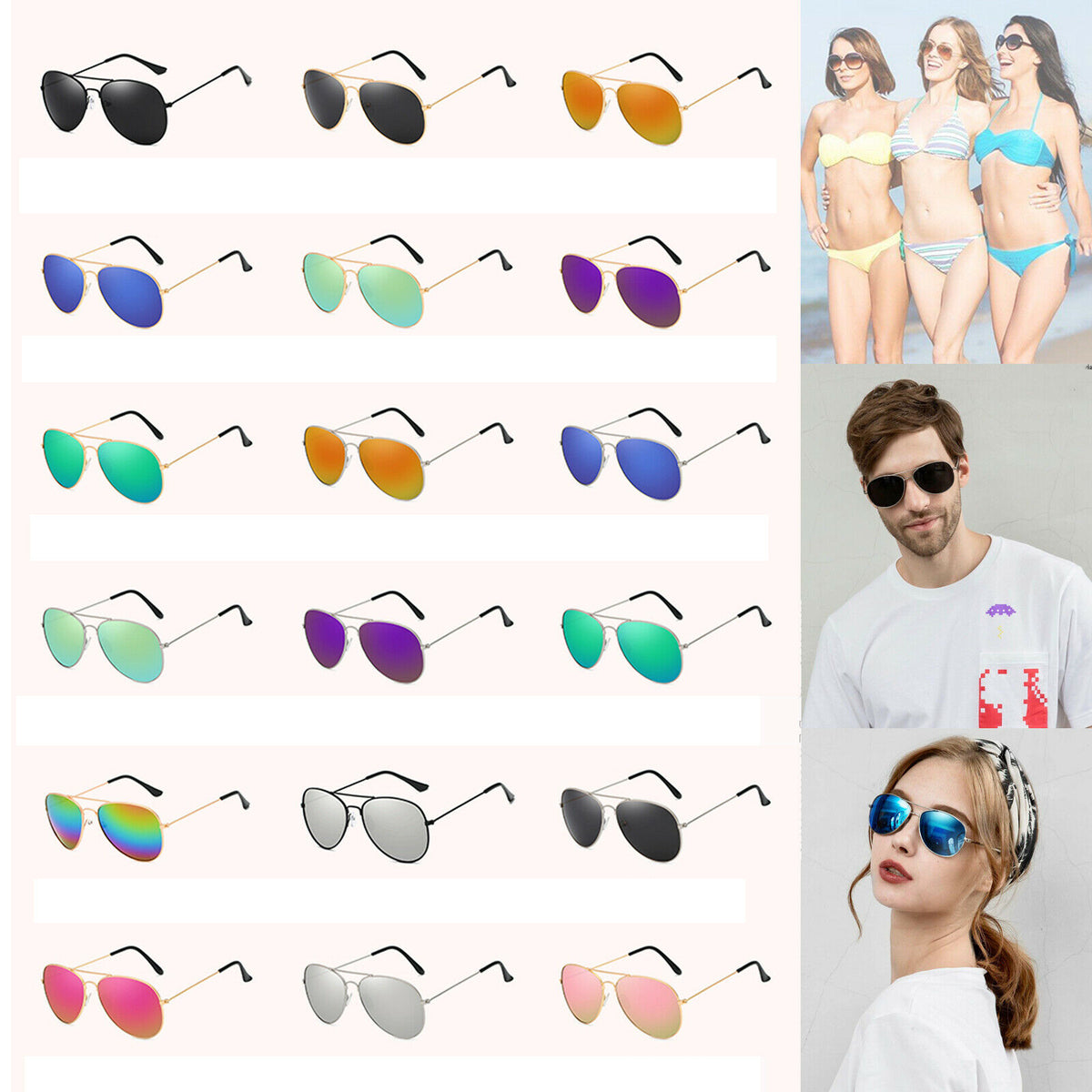 Polarised pilot sunglasses with vintage mirror lens