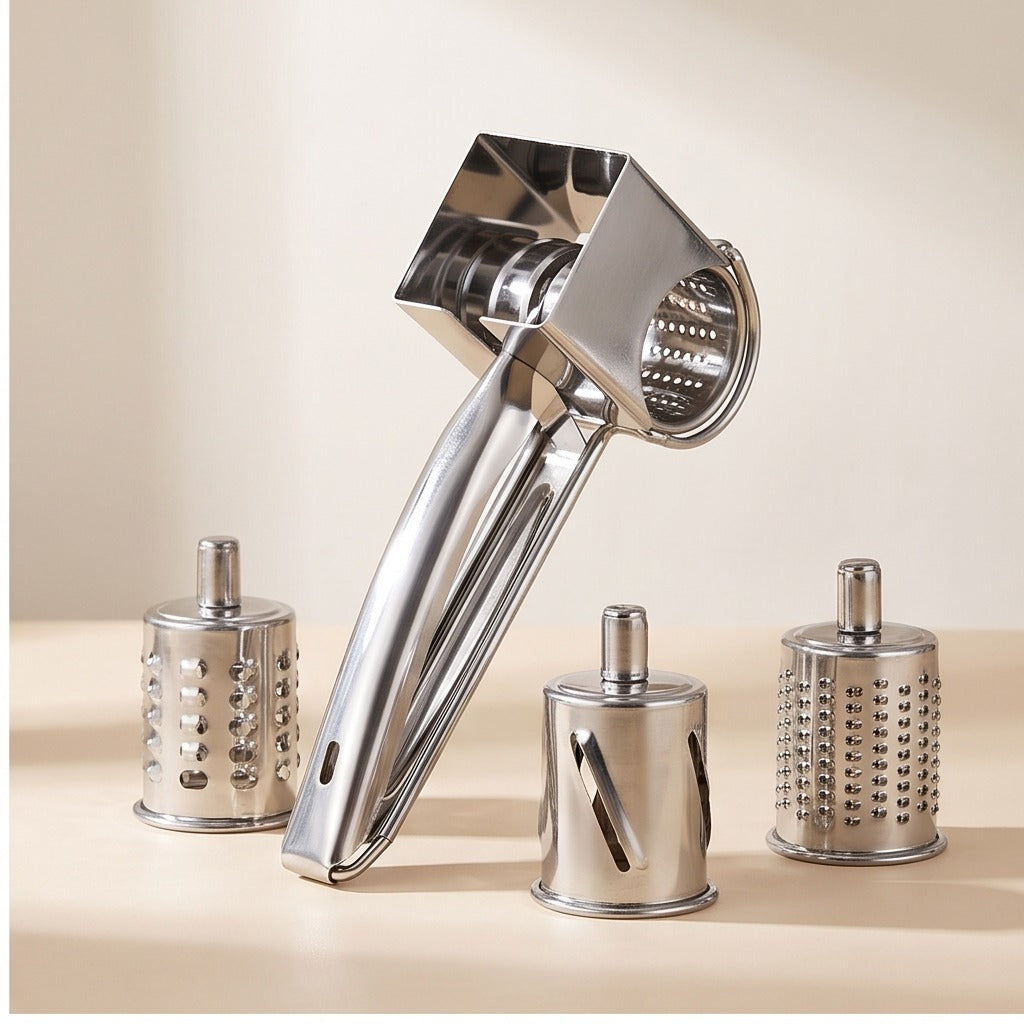 Rotary Cheese Grater with 4 Stainless Steel Drums