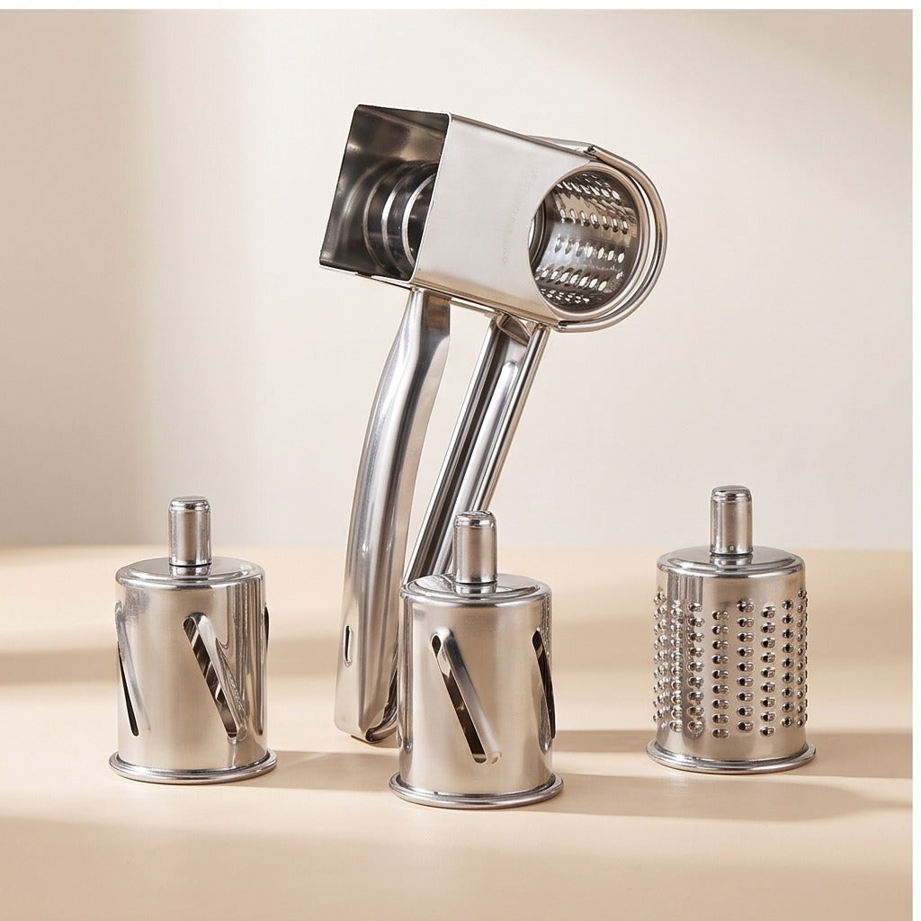 Rotary Cheese Grater with 4 Stainless Steel Drums