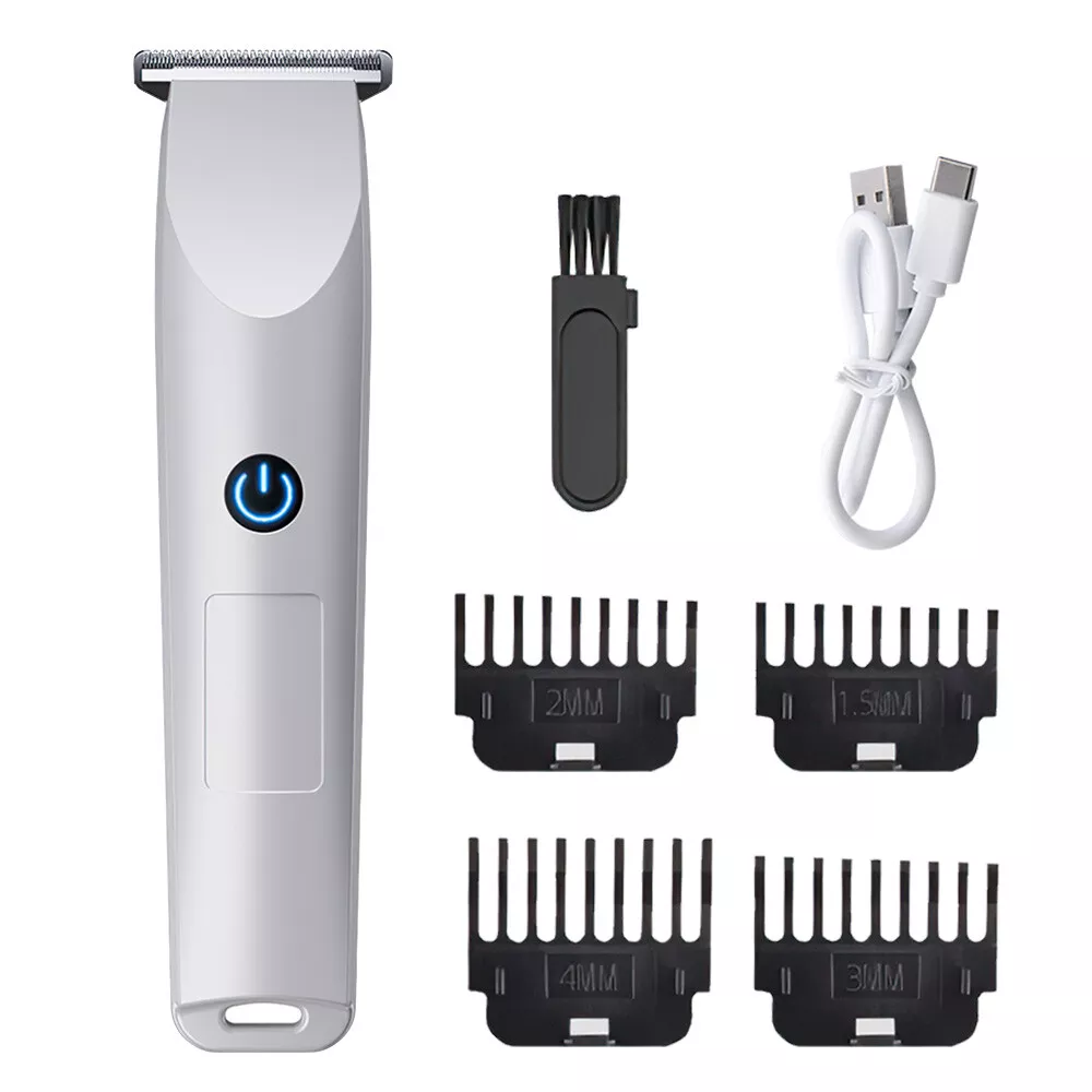 Men's electric shaver and hair clipper set in white