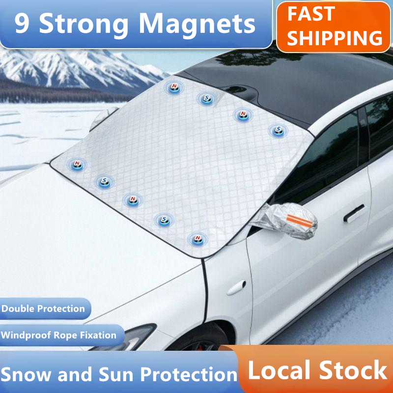 Magnetic car windscreen frost and snow cover